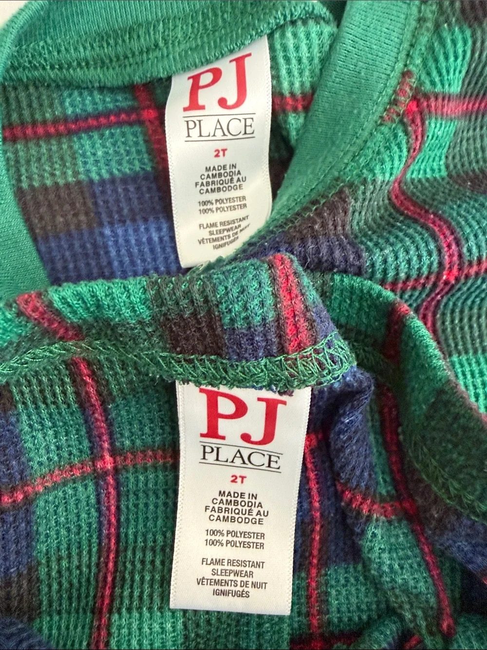 Place Green and Blue Plaid Kids Pajama Set 2T